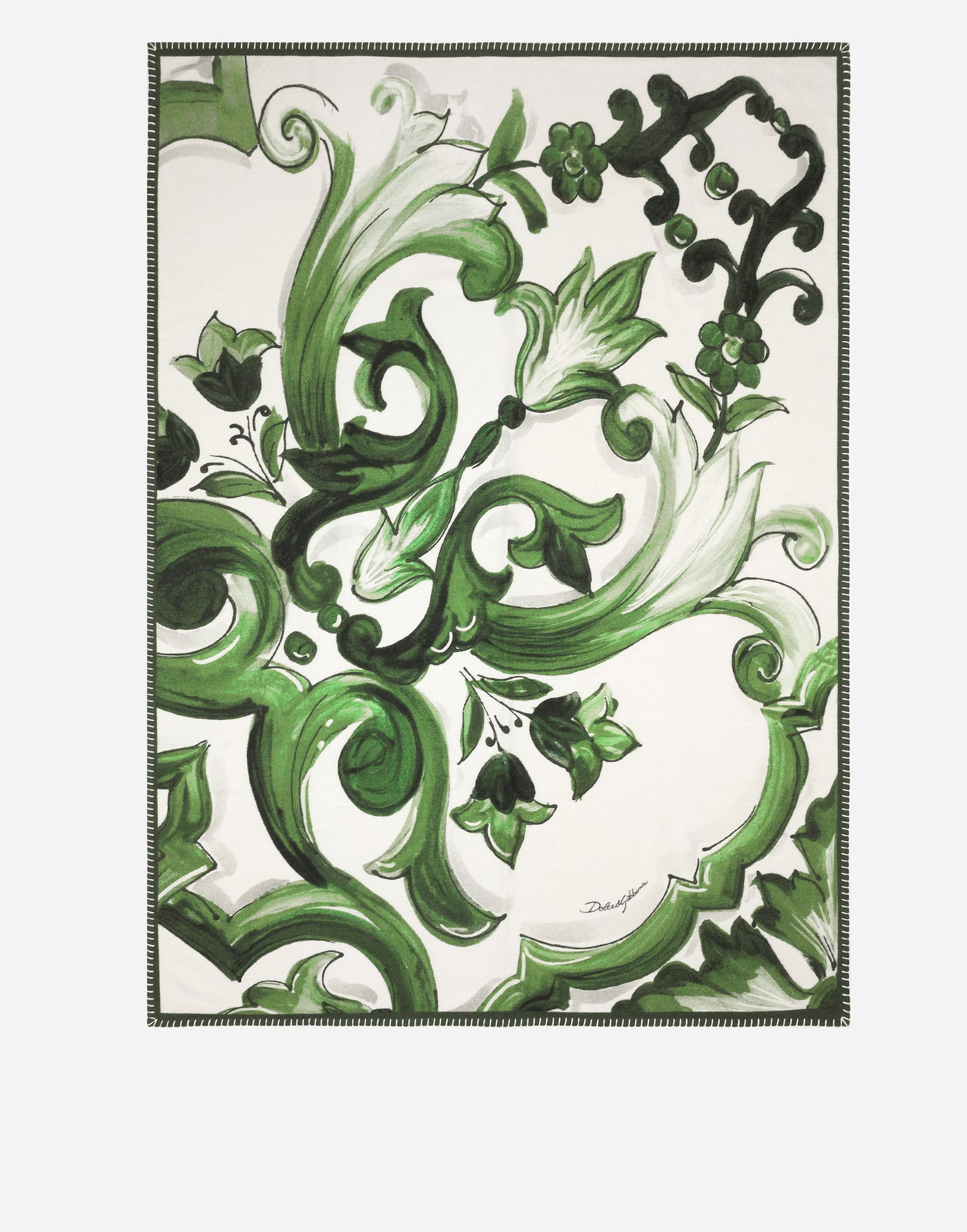 Home decor Dolce & Gabbana Dolce & Gabbana Silk And Wool Floral Scroll Blanket Zelena | TCE012TCAB6UV013, 0