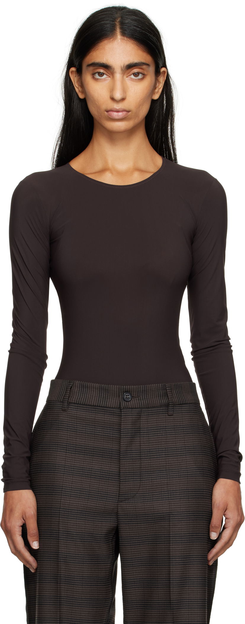 Bodi Maison Margiela MM6 Maison Margiela Jersey Bodysuit Rjava | S62NA0085 S20518