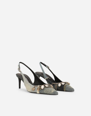 Modni dodatki Dolce & Gabbana Dolce & Gabbana Patchwork Denim Slingbacks Modra | CG0822A564980650, 1