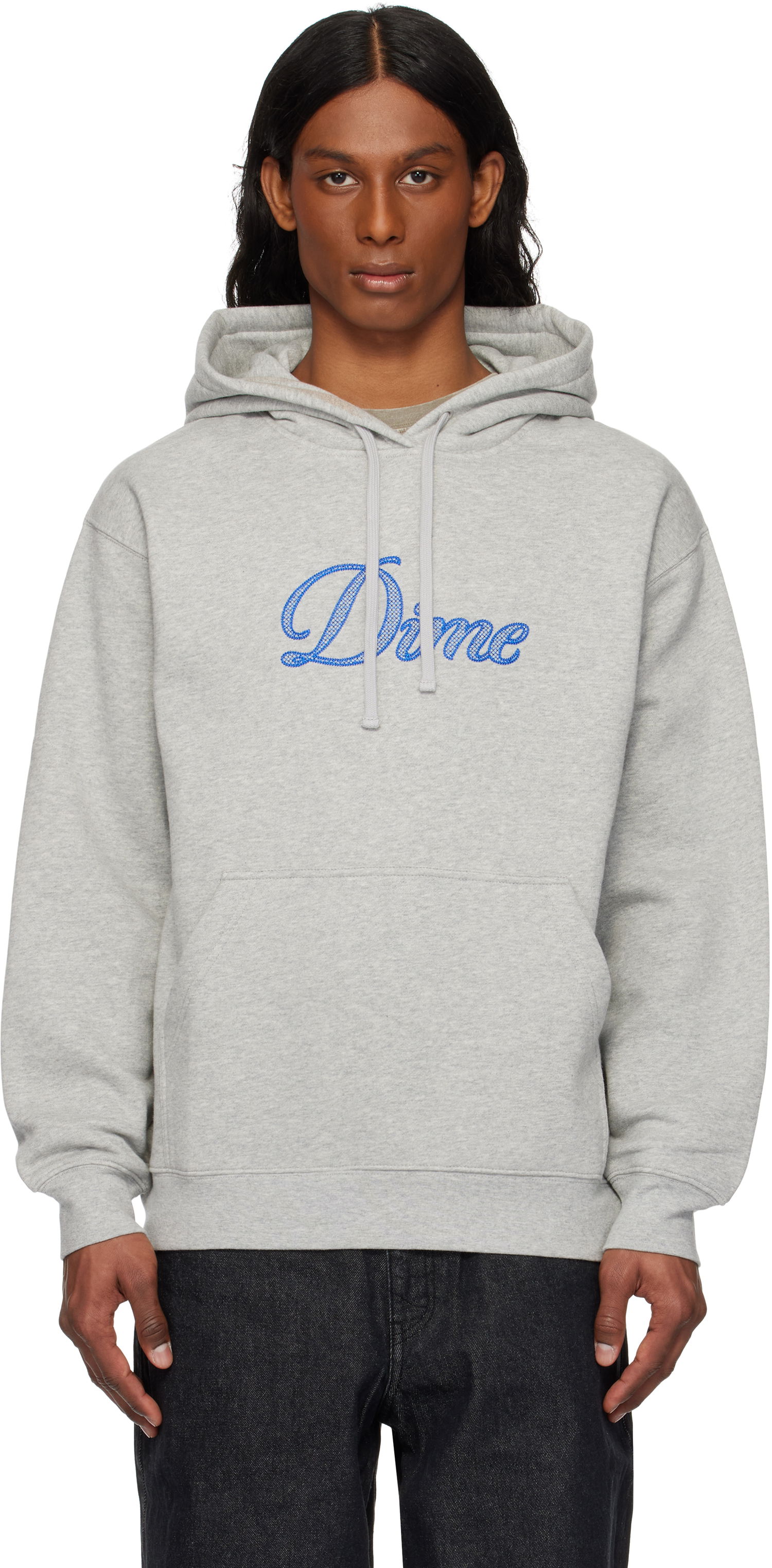 Pulover Dime Cursive Logo Hoodie Siva | DIME2SP2544GRY, 0