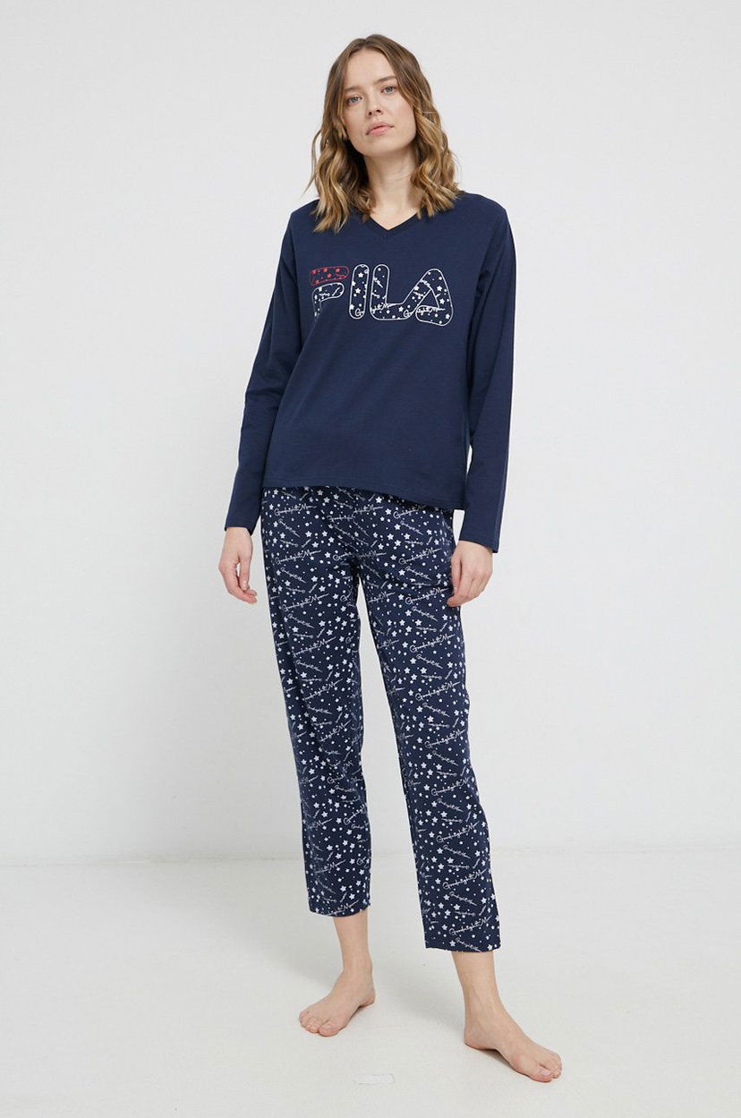 Pižame FILA Sleepwear Set with V-Neckline and Star Print Modra | FPW4072