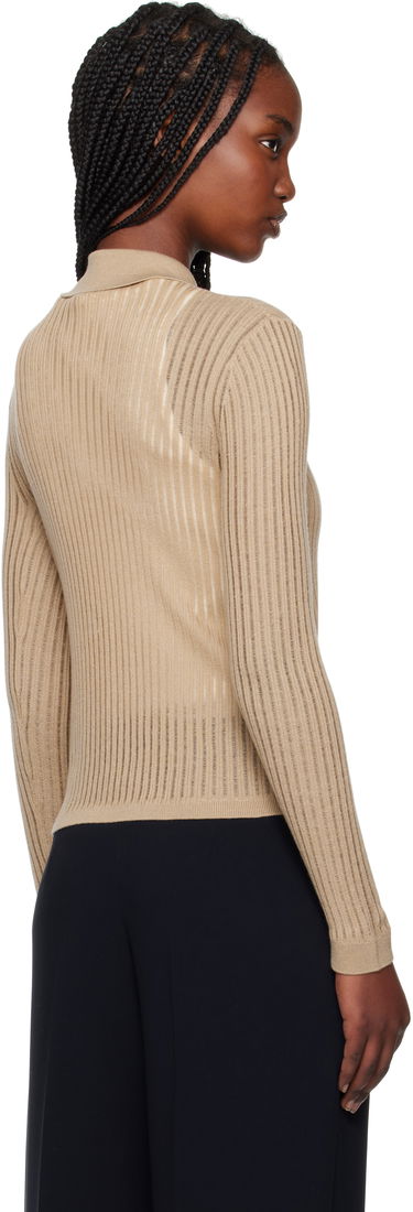 Pleteni pulover Max Mara Max Mara Ribbed Keyhole Polo Top Bež | 2516361021600, 2