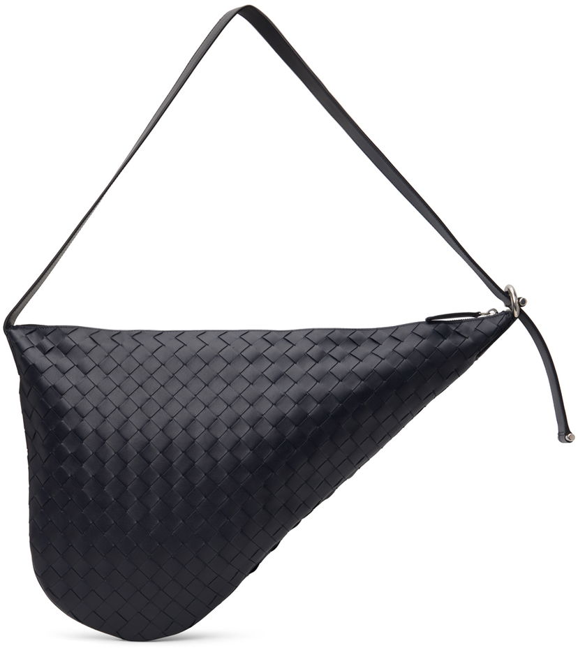 Torba za čez ramo Bottega Veneta Bottega Veneta Virgule Intrecciato Leather Shoulder Bag Mornarica | 743574V2HL1