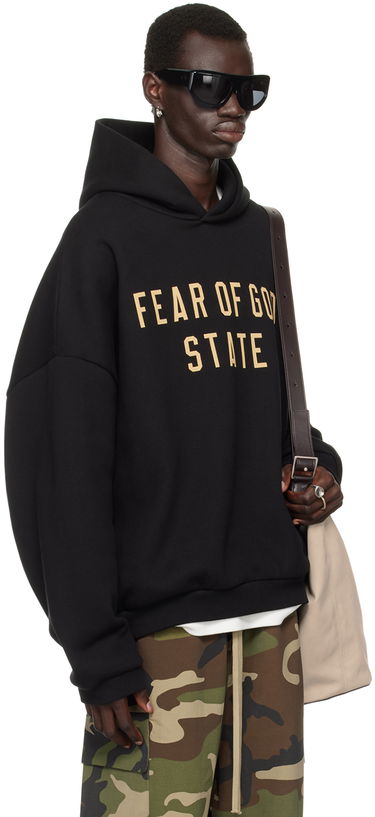 Pulover Fear of God Fear of God ESSENTIALS Printed Logo Hoodie Črna | 192BT246250F, 1