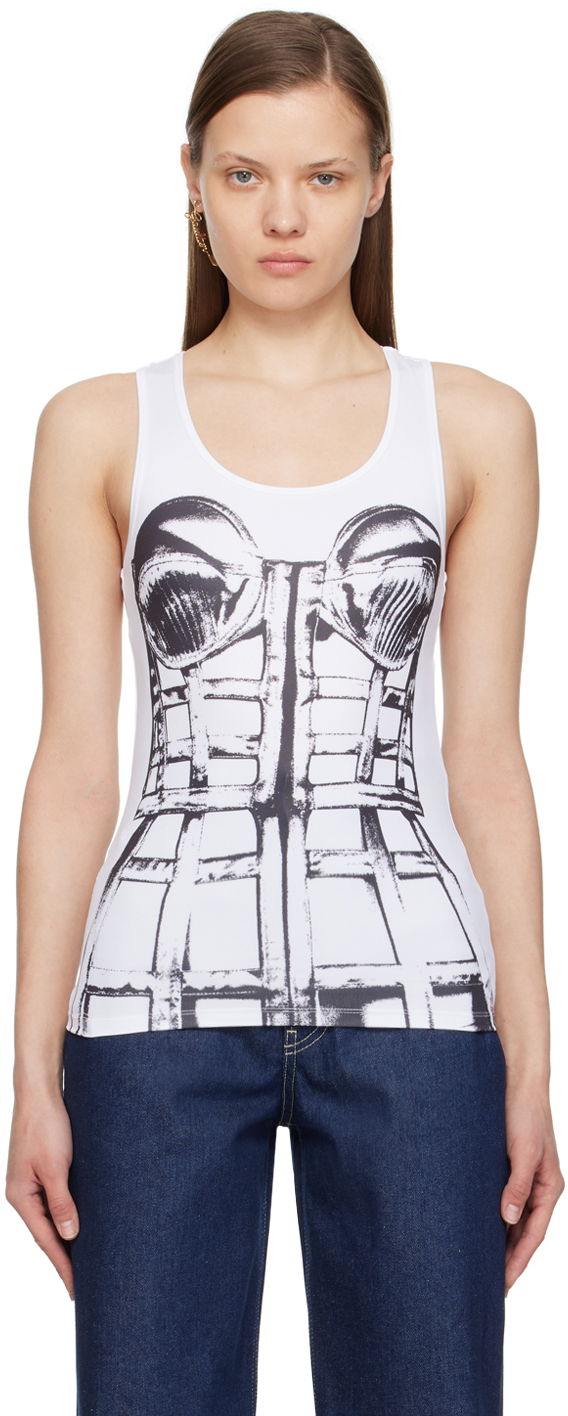 Majica brez rokavov Jean Paul Gaultier Jean Paul Gaultier Trompe L'oeil Graphic Tank Top Bela | 24/25-F-TO185-J550-0100