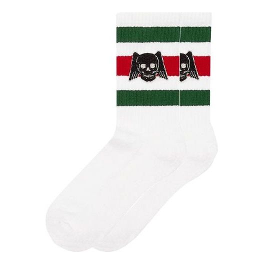Nogavice Gucci Gucci Flying Skull Embroidered Stockings Bela | 553123-4G490-9066