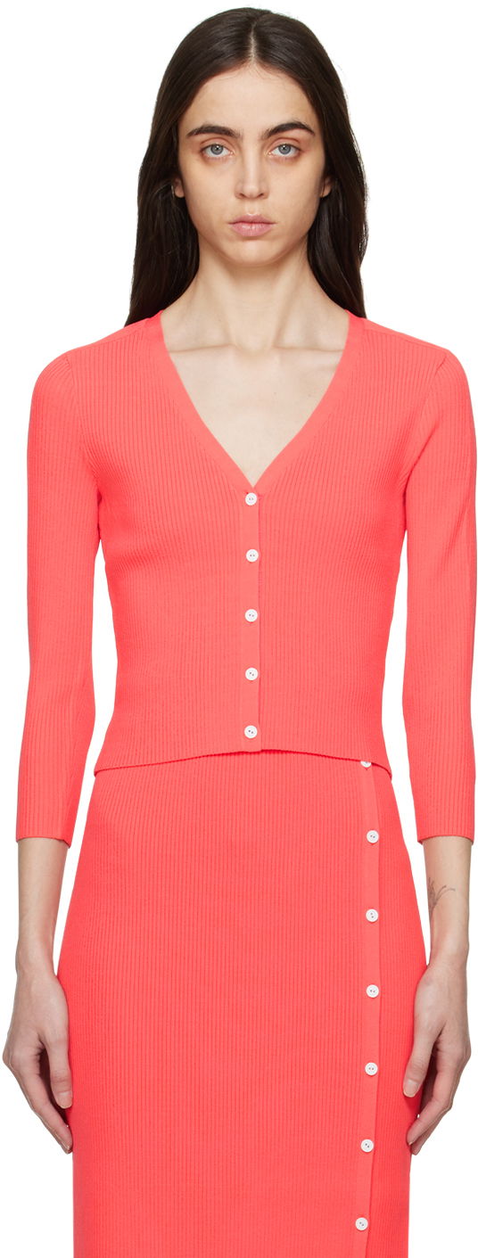 Pleteni pulover rag & bone rag & bone Asher Ribbed Knit Cardigan Rdeča | WAS23S025YL25