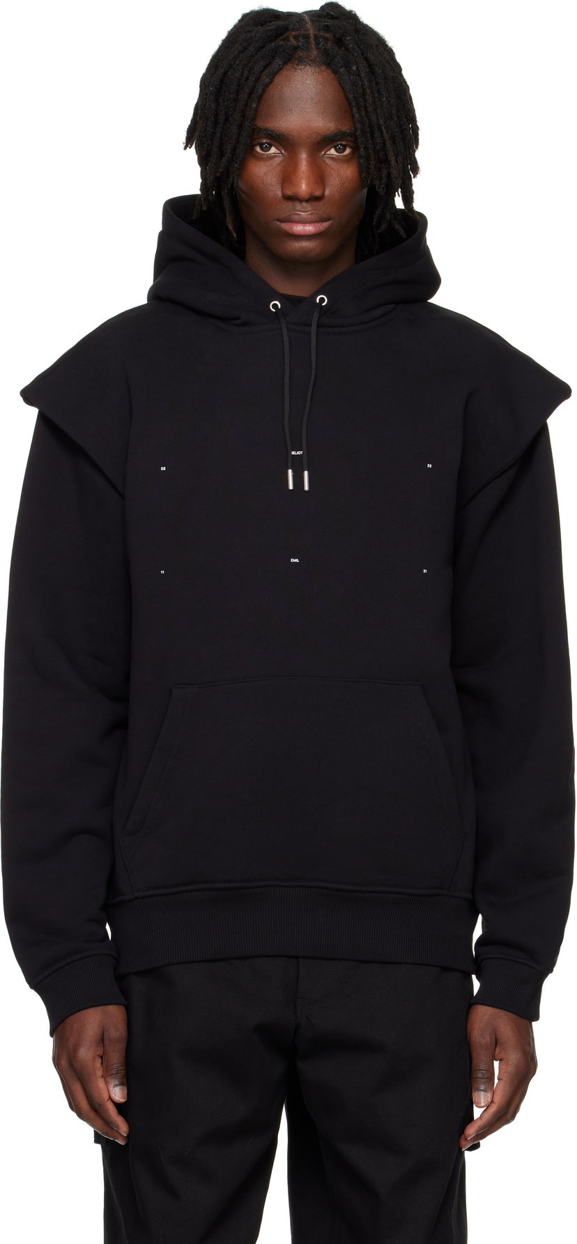 Pulover HELIOT EMIL HELIOT EMIL Outline Logo Hoodie Črna | PRESS25_M_08_053_BLK01_CO