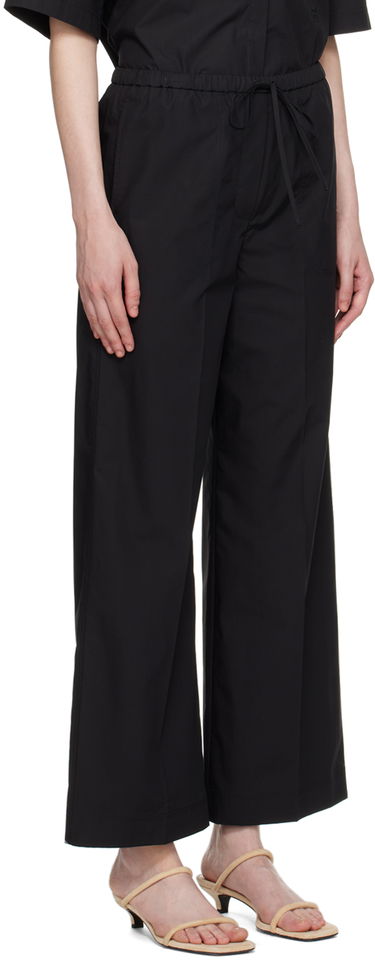 Hlače TOTEME TOTEME Drawstring Wide Leg Trousers Črna | 243-WRB1709-FB0217, 1