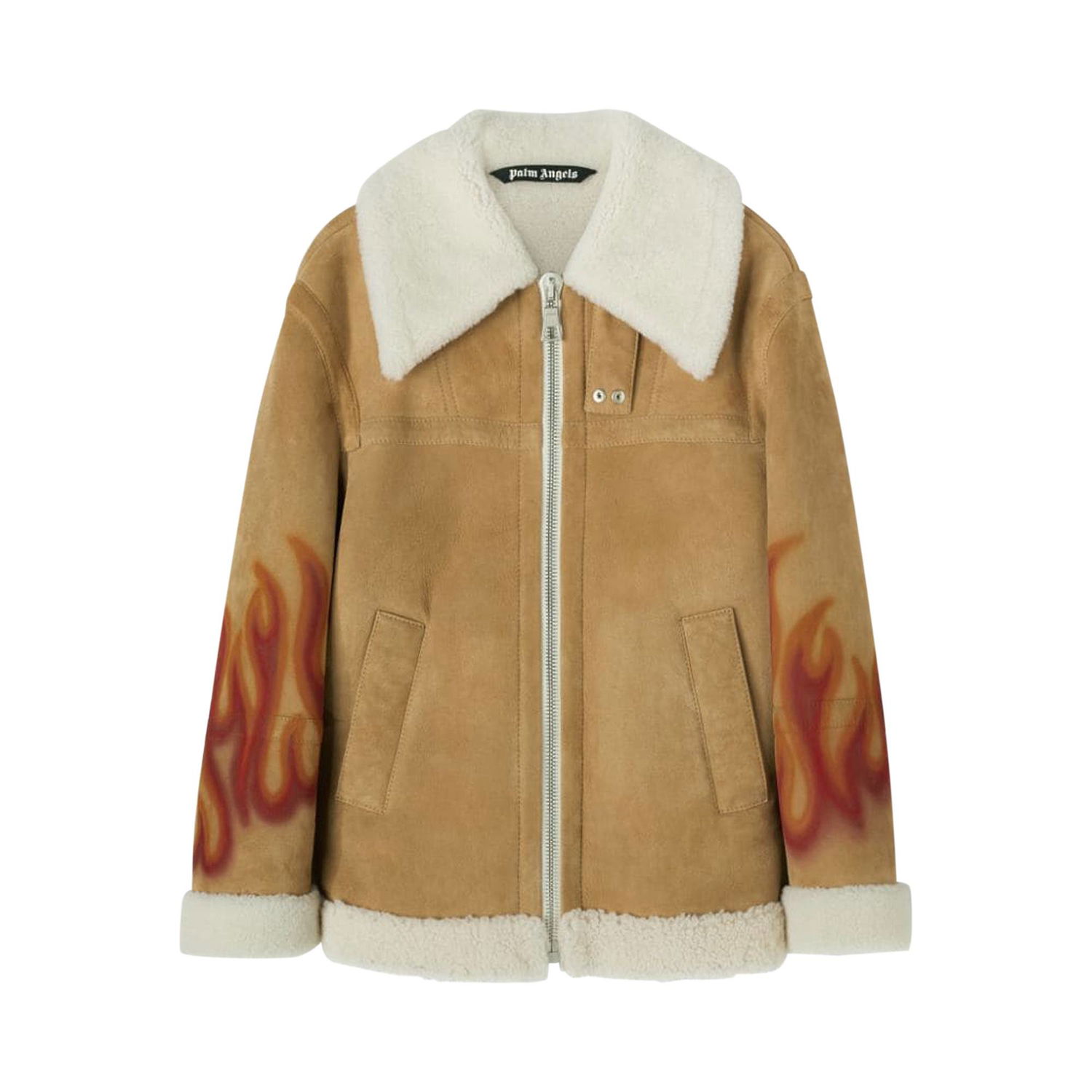 Jakna Palm Angels Burning Sherling Jacket Bež | PMJA012F22LEA0011725, 1