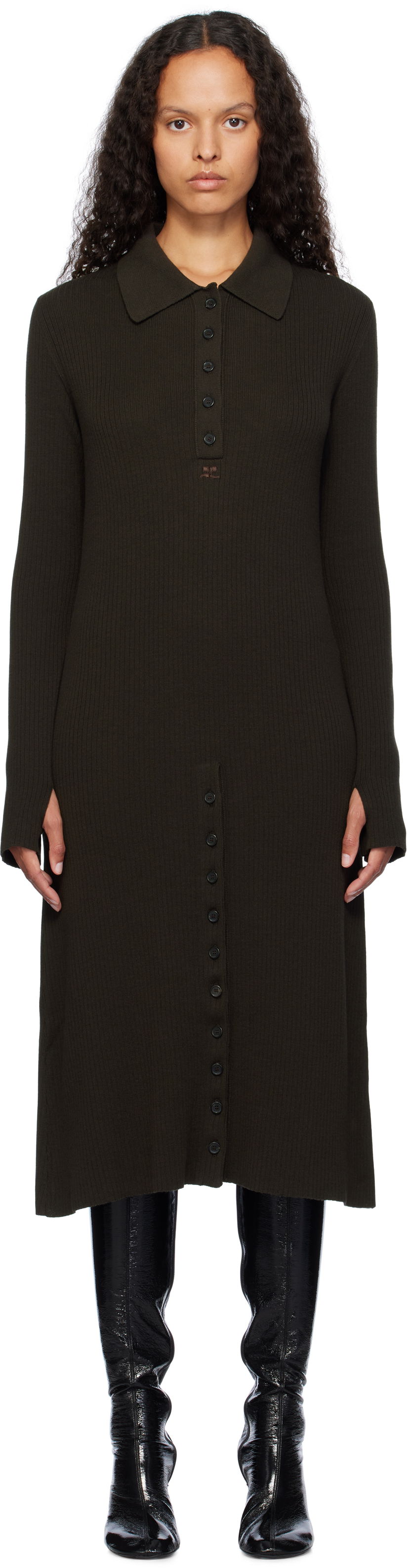 Pleteni pulover Courrèges Courrèges Midi Polo Dress Zelena | 324MRO468FI0049