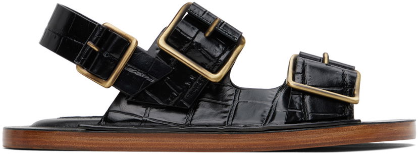 Superge in čevlji Jil Sander Jil Sander Croc-Embossed Leather Slingback Sandals Črna | J15WP0053_P4392