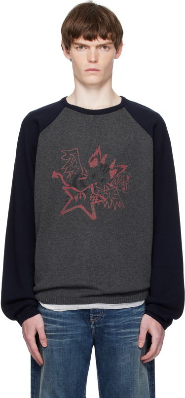Pleteni pulover We11done We11done Printed Raglan Knit Pullover Sweater Siva | WD-KO2-25-659-U-CH, 0