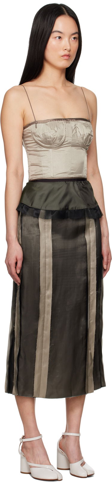 Krila Maison Margiela Maison Margiela Silk Midi Dress with Peplum Zelena | S51DD0025 MTN057, 1