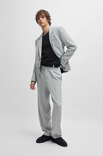 Pleteni pulover BOSS Relaxed-Fit Jacquard Sweater Črna | 50531812, 1