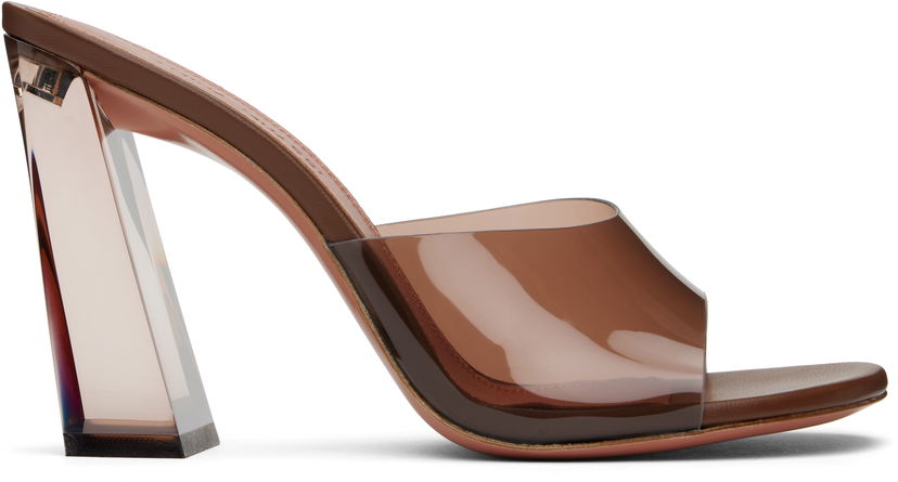 Superge in čevlji Amina Muaddi Brigitte Glass Heeled Sandals Rjava | BRIGITTE GLASS SLIPPER PVC