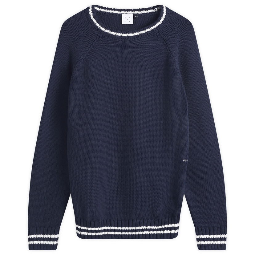 Pleteni pulover Pop Trading Company Knitted Logo Crew Sweater Mornarica | POPSS25-06-002