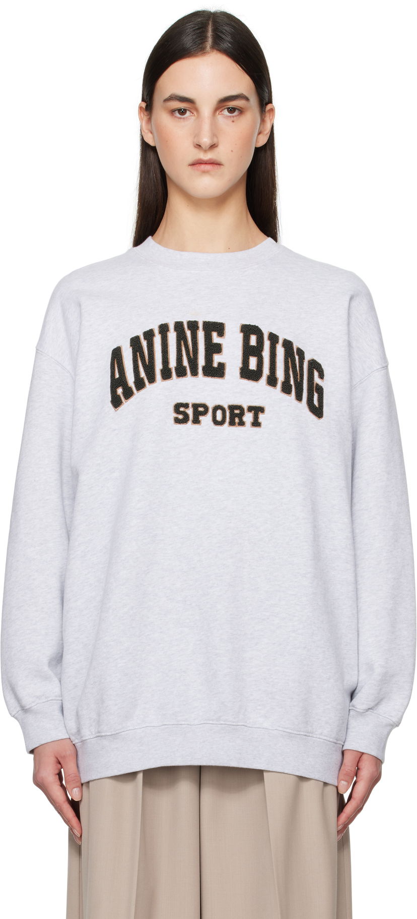 Pleteni pulover Anine Bing Anine Bing Tyler Sport Sweatshirt Siva | S-08-5205-030