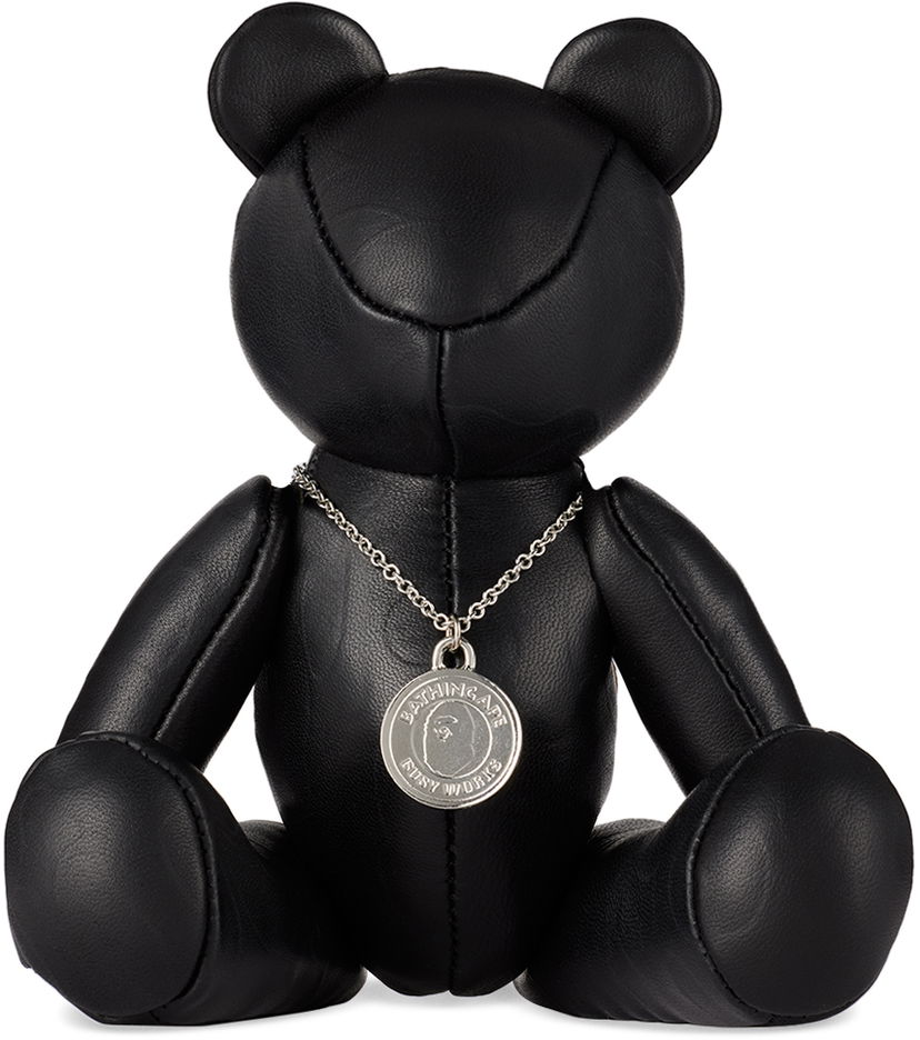 Flexstyle BAPE BAPE Black Solid Camo Leather Bear Plush Toy Črna | 001FGK301002M