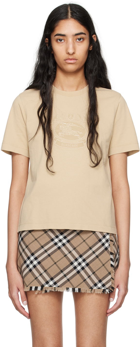 Majica Burberry EKD Embroidered Logo T-Shirt Bež | 8093654