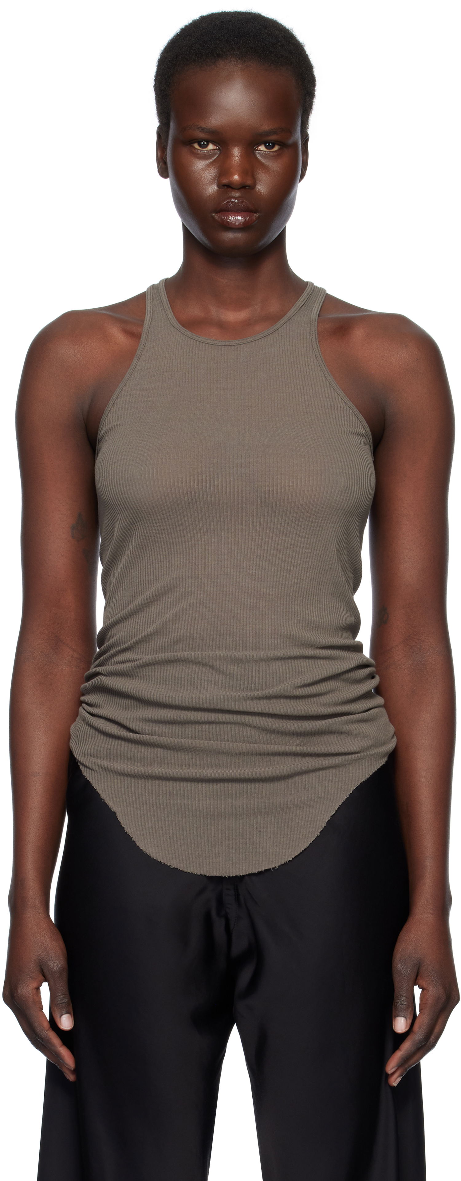 Majica brez rokavov Rick Owens Rick Owens Hollywood Basic Rib Tank Top Rjava | RP01E7101 RC, 0