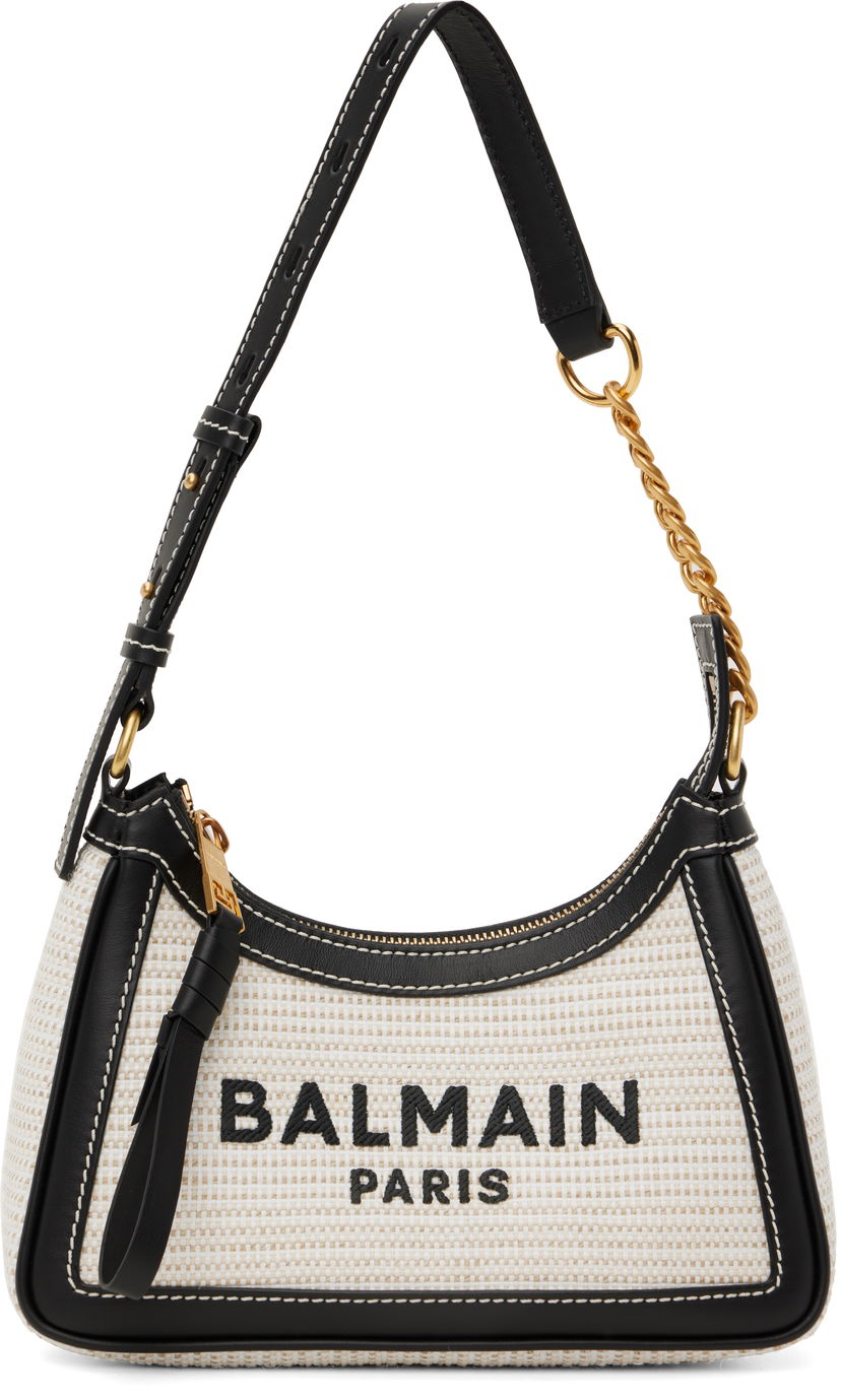 Torba za čez ramo Balmain Balmain B-Army Raffia Shoulder Bag Bela | EN0BT743TRHS