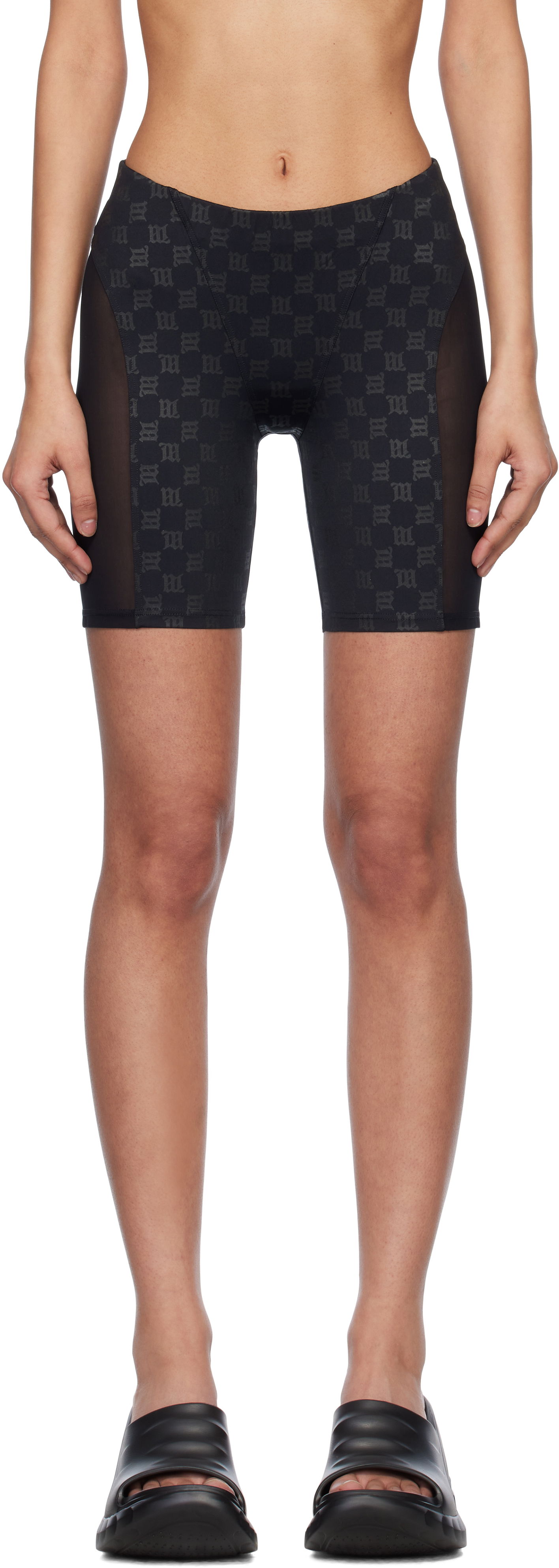 Kratke hlače MISBHV MISBHV Monogram Mesh Panel Bike Shorts Črna | 250W355, 0