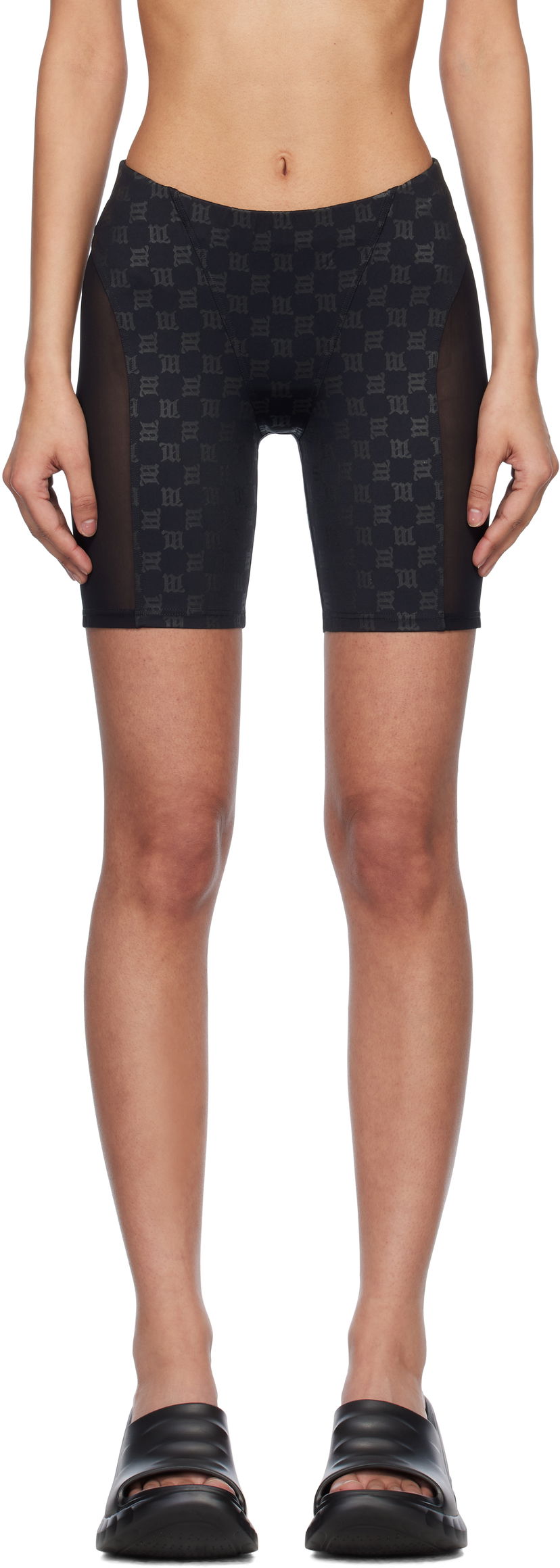 Kratke hlače MISBHV MISBHV Monogram Mesh Panel Bike Shorts Črna | 250W355