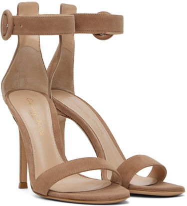 Superge in čevlji Gianvito Rossi Portofino Suede Heeled Sandals Bež | G61096.15RIC.CAM, 3