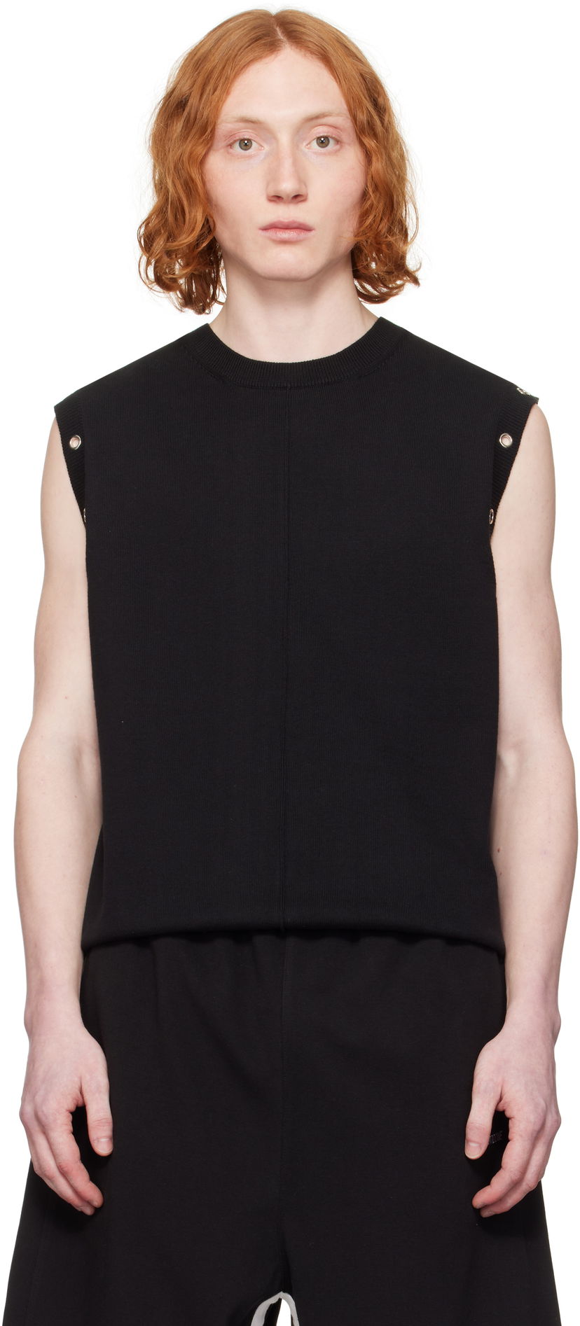 Majica brez rokavov We11done We11done Eyelet Knit Vest Črna | WD-KV0-25-677-M-BK