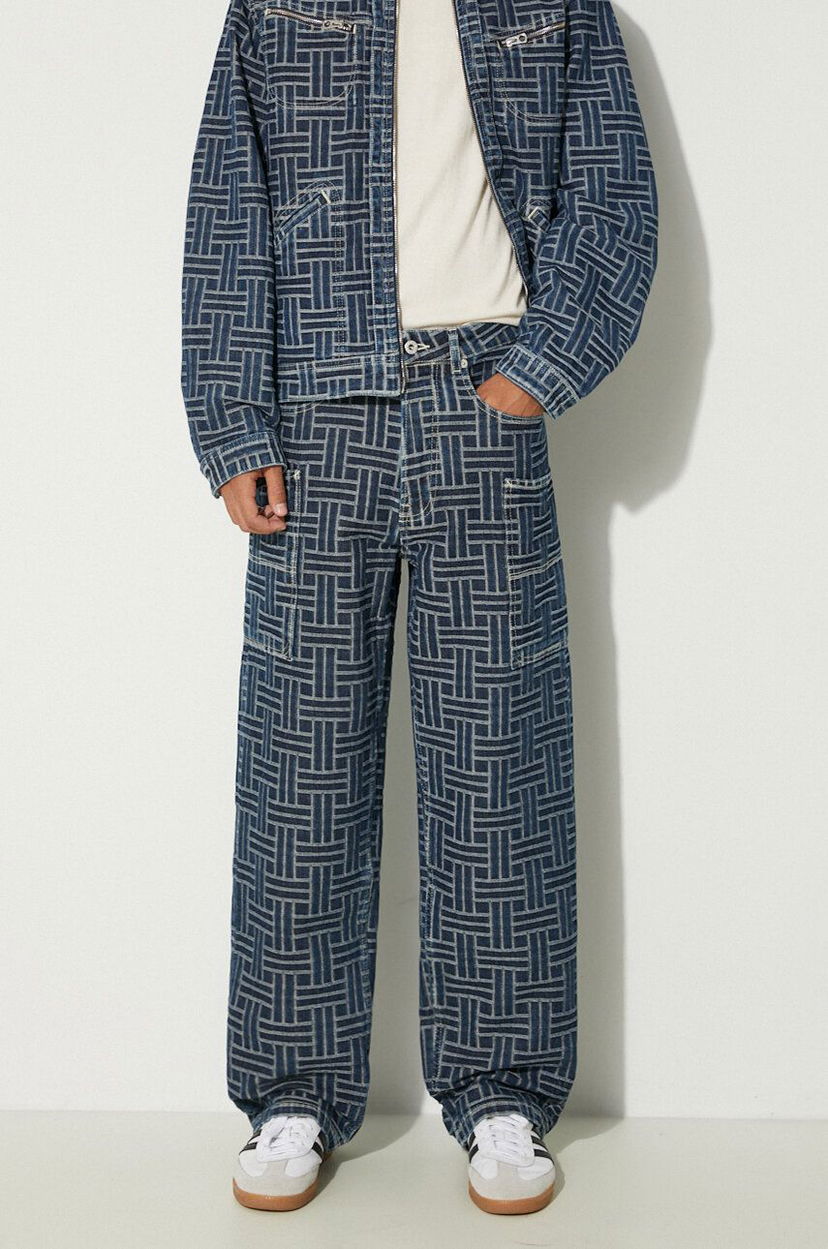 Kavbojke KENZO Cargo Monkey Fit Jeans Weave Modra | FE65DP4086J2.DD