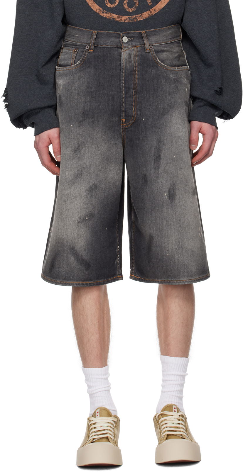 Kratke hlače Acne Studios Acne Studios Loose Fit Denim Shorts Siva | BE0173-