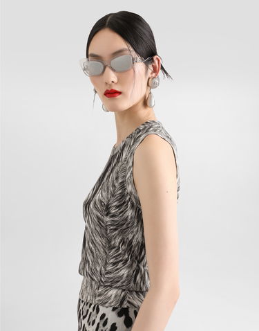 Majica brez rokavov Dolce & Gabbana Dolce & Gabbana Silk Tank Top with Fur Print Siva | FXT04TJAHLAHI3VQ, 3