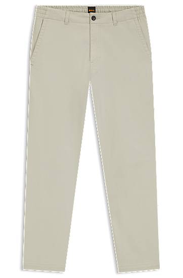 Hlače BOSS Regular-Fit Cotton-Blend Twill Trousers Bež | 50542986