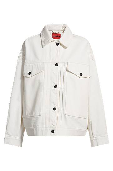 Jakna BOSS HUGO Oversized Rigid Denim Jacket Bela | 50535349