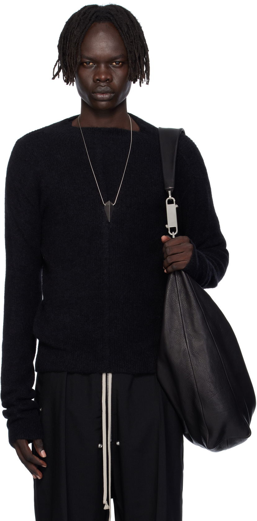 Pleteni pulover Rick Owens Rick Owens Headon Pull Sweater Črna | RU02E1690 KWP