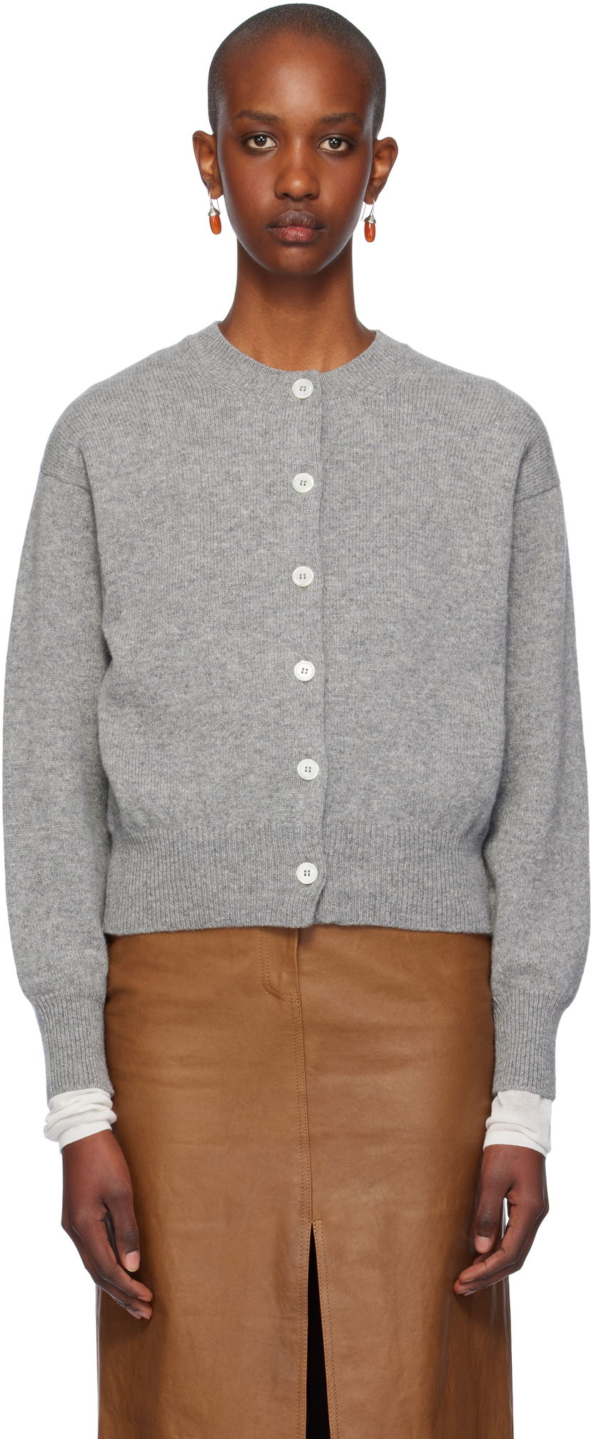 Pleteni pulover &Daughter Crewneck Cardigan Siva | HKN03901