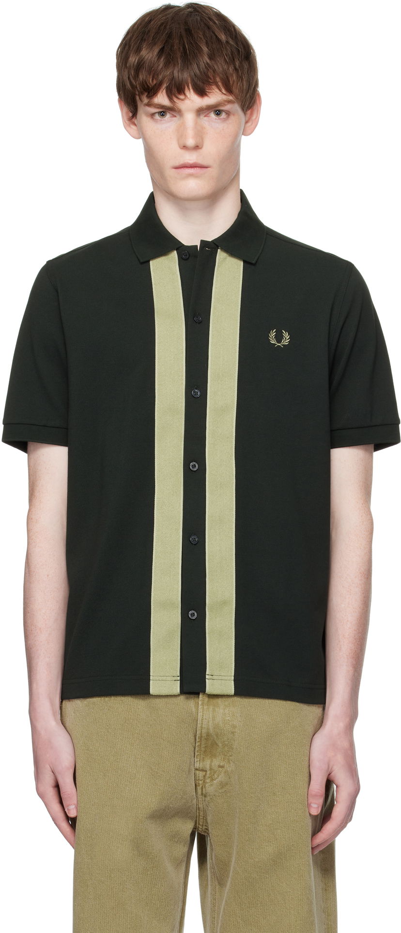 Polo majica Fred Perry Fred Perry Chenille Tape Button Through Polo Zelena | M9907