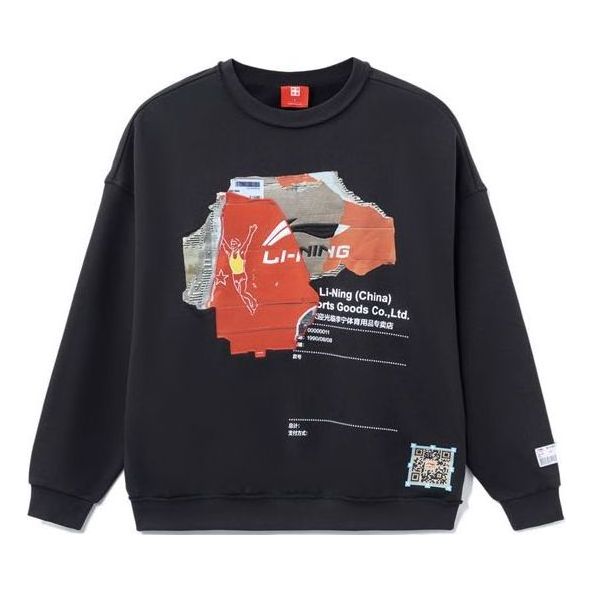 Pulover Li-Ning Cardboard Graphic Sweatshirt Črna | AHSR919-2