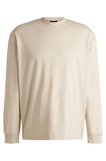 Pleteni pulover BOSS Relaxed Fit Mercerized Cotton Long Sleeve T-Shirt Bež | 50531331