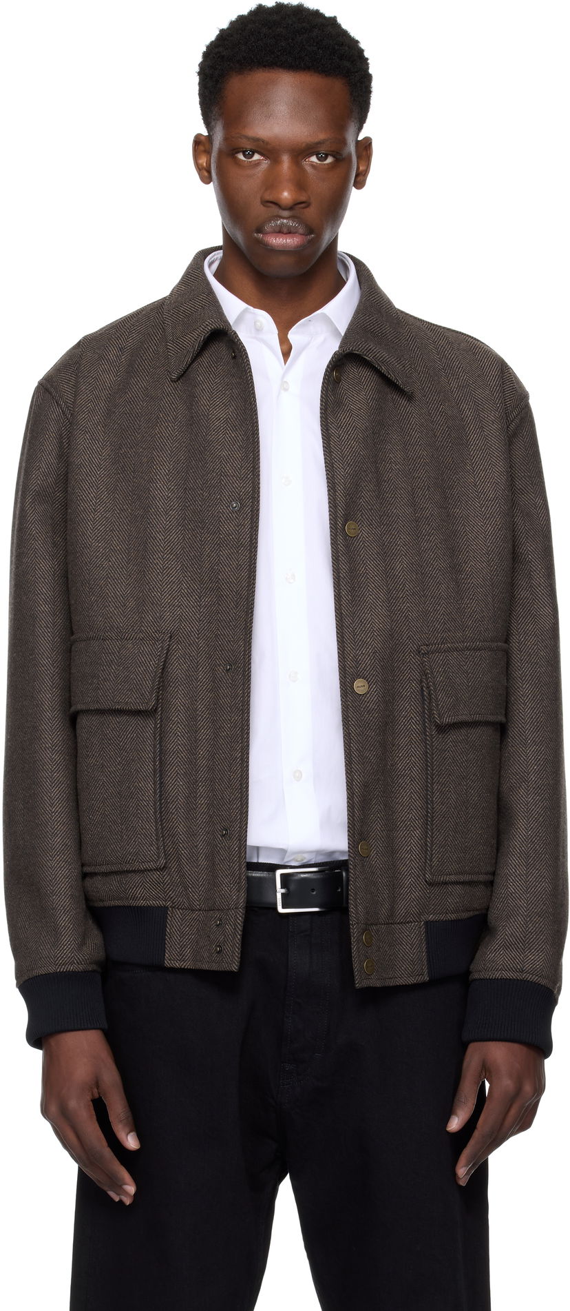 Bomber jakna BOSS Hugo Herringbone Bomber Jacket Rjava | 50542617