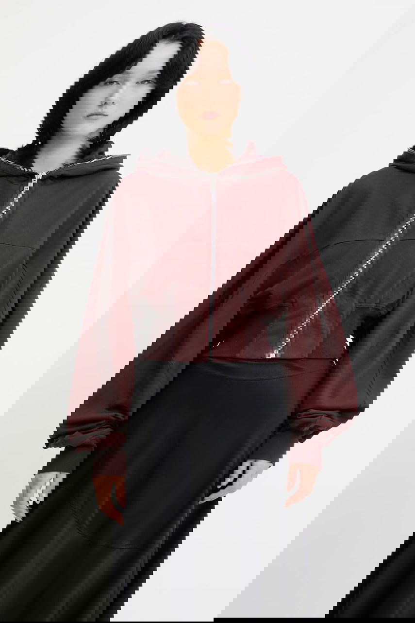Pulover Rick Owens Rick Owens DRKSHDW Collage Gimp Hoodie Bordo | DS02E7233.RIG, 0