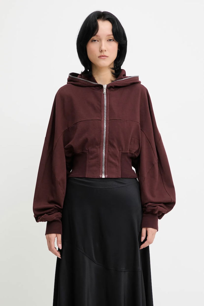 Pulover Rick Owens Rick Owens DRKSHDW Collage Gimp Hoodie Bordo | DS02E7233.RIG
