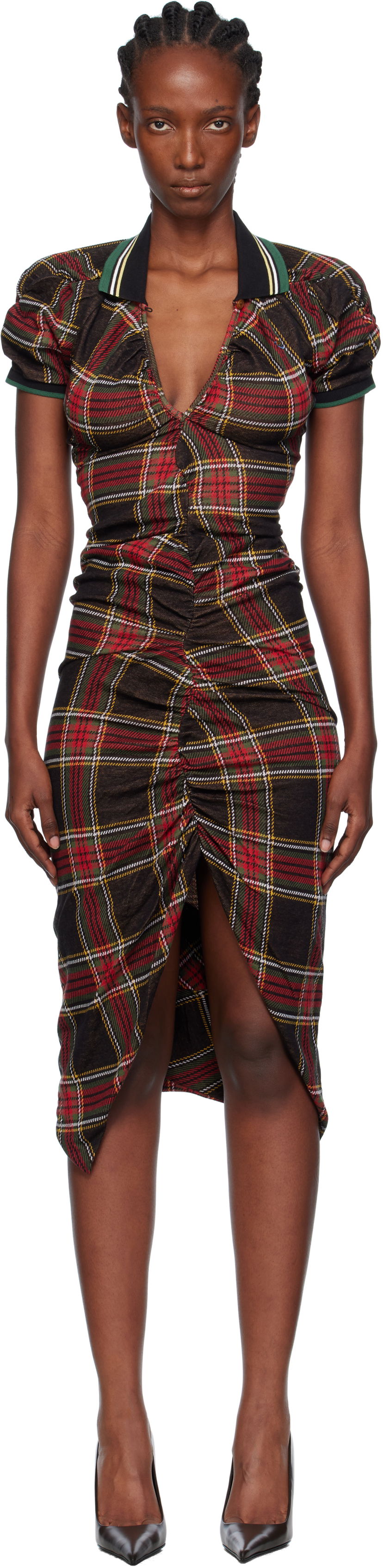 Obleke Vivienne Westwood Vivienne Westwood Pulling Plaid Midi Dress Večbarvna | 1601004S-J009T-
