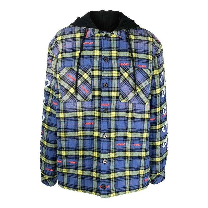 Srajce Off-White Off-White Plaid Hooded Shirt Modra | OMEA360F22FAB0024201