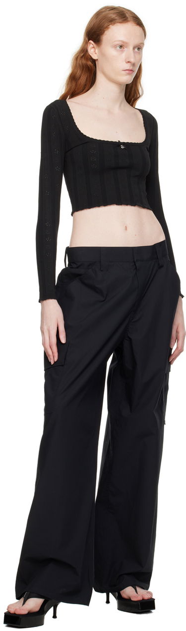 Pleteni pulover Alexander Wang Alexander Wang.t Hardware Long Sleeve Cropped Top Črna | 4KC3231021, 3