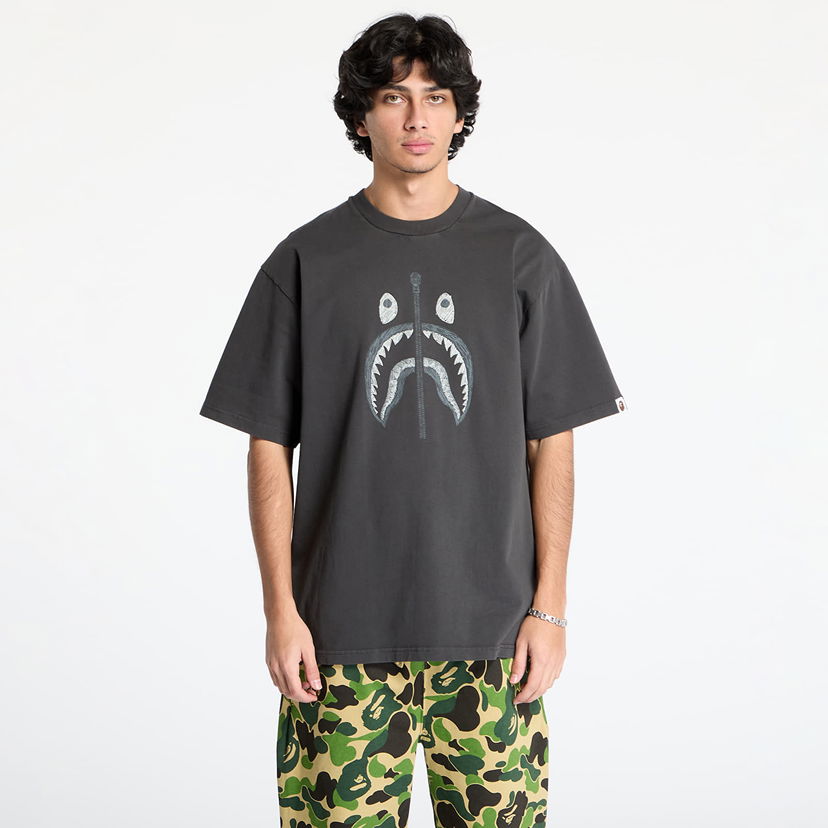 Majica BAPE Garment Dye Shark Relaxed Fit Tee Siva | 001CSK801316M BLK
