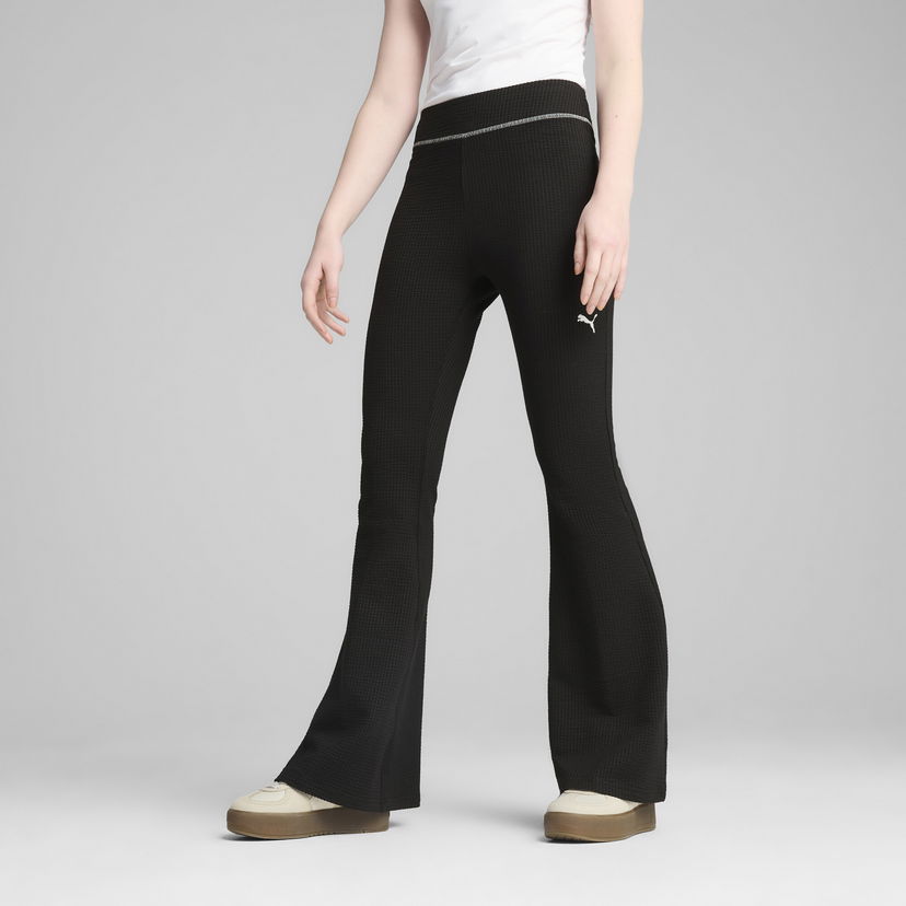 Pajkice Puma DARE TO Textured Flare Leggings Črna | 629809_01