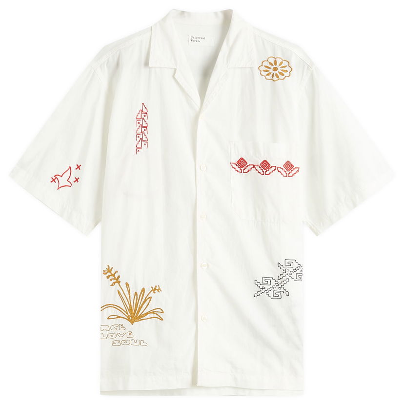 Srajce Universal Works Embroidered Minari Vacation Shirt, Size Large Bela | P32066-ECR