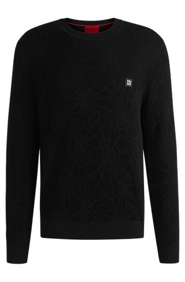 Pleteni pulover BOSS Regular-Fit Spiderweb Sweater Črna | 50532075